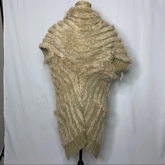 Alberto Makali Beige Rabbit Fur Knit Cardigan - Picture 5 of 12